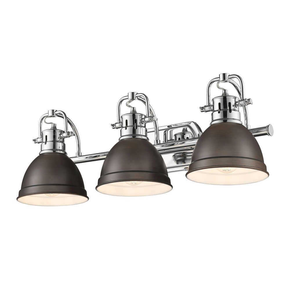 Yep by Golden Lighting Duncan 3-light Vanity in Chrome and Rubbed Bronze shade